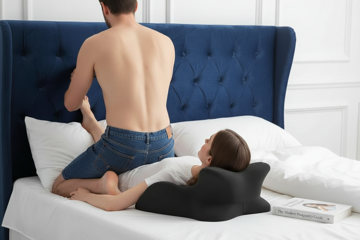 Intimate couple scene with correct pillow